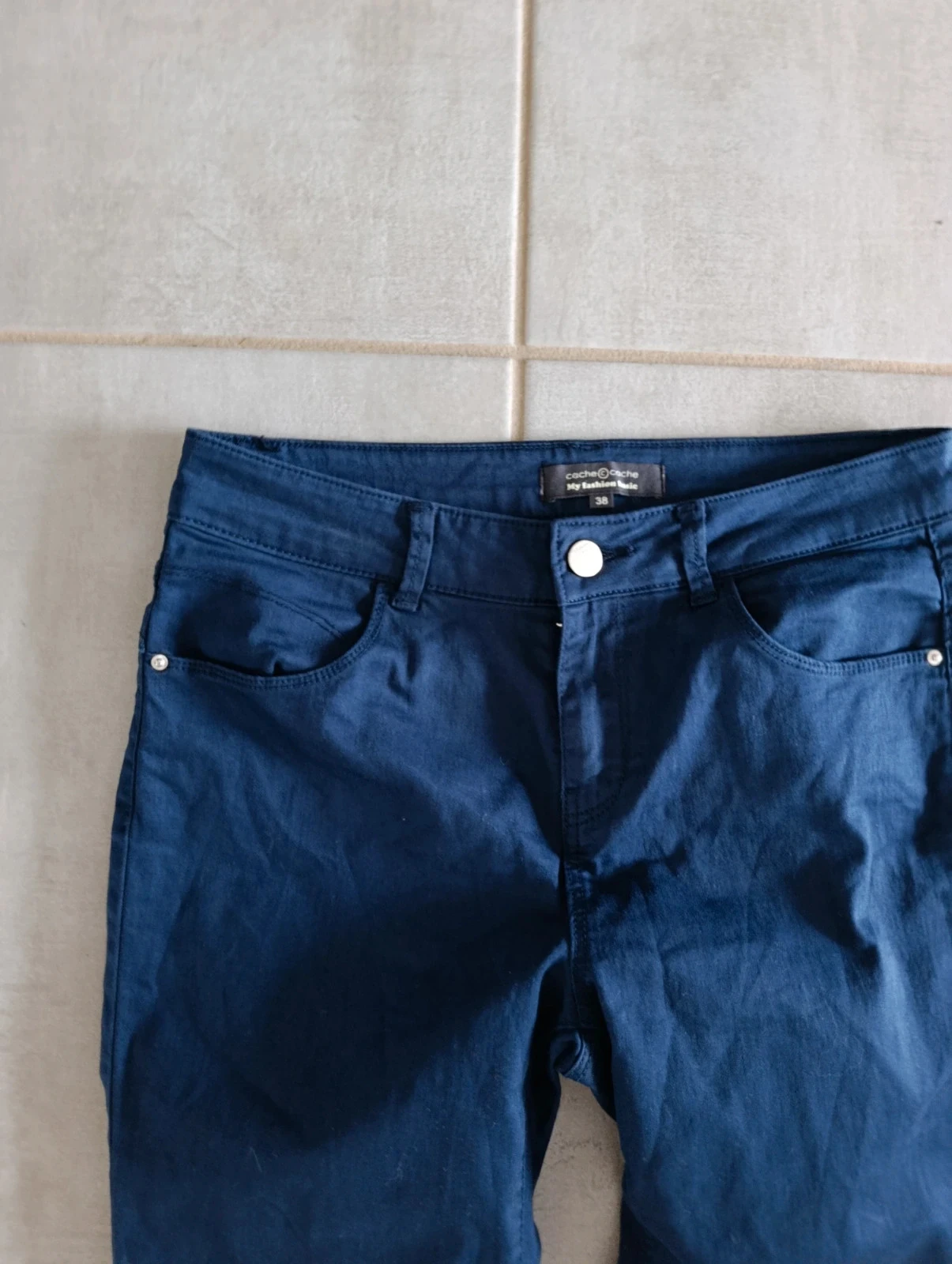 Pantalon Cache Cache femme T38 bleu marine slim stretch – photo 7